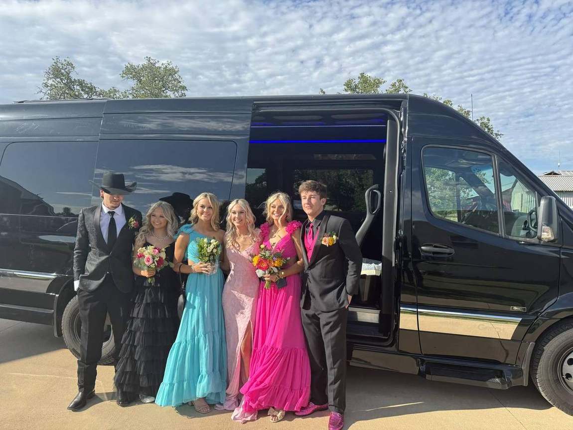 Mercedes Sprinter night open door — Houston Limo Chauffeur